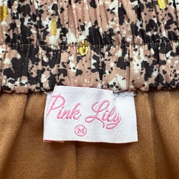 NWOT - Pink Lily- Black/Taupe/Gold Ruffle Mini Skirt - Picture 4 of 5